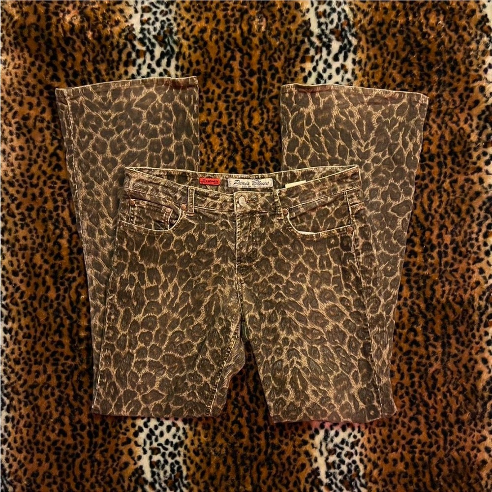 Vintage Paris Blues Corduroy Leopard Jeans